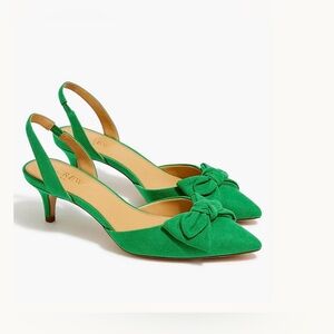 Green Suede Slingback Heels